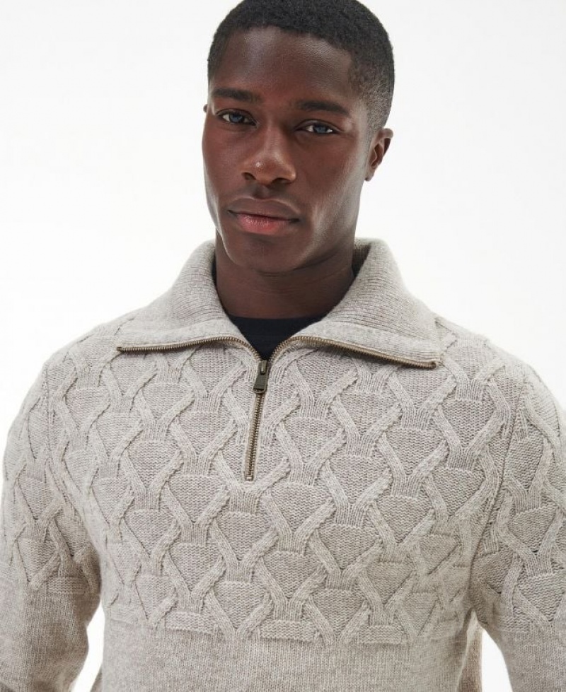 Taupe Men Barbour International Breaker Knitted Sweater | US-8450EQIWA