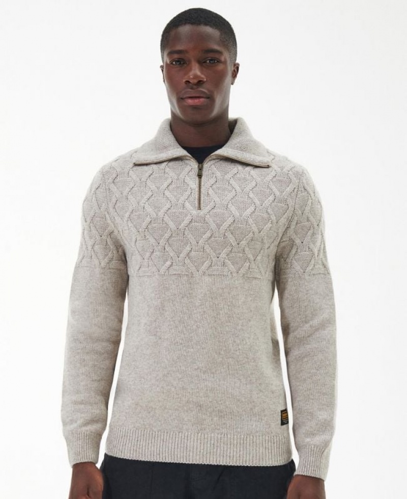 Taupe Men Barbour International Breaker Knitted Sweater | US-8450EQIWA