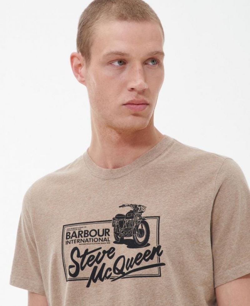 Taupe Men Barbour International Eddie T-Shirts | US-6758TOHEP