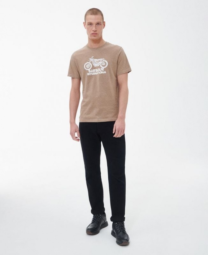 Taupe Men Barbour International Method T-Shirts | US-6289BDFMA