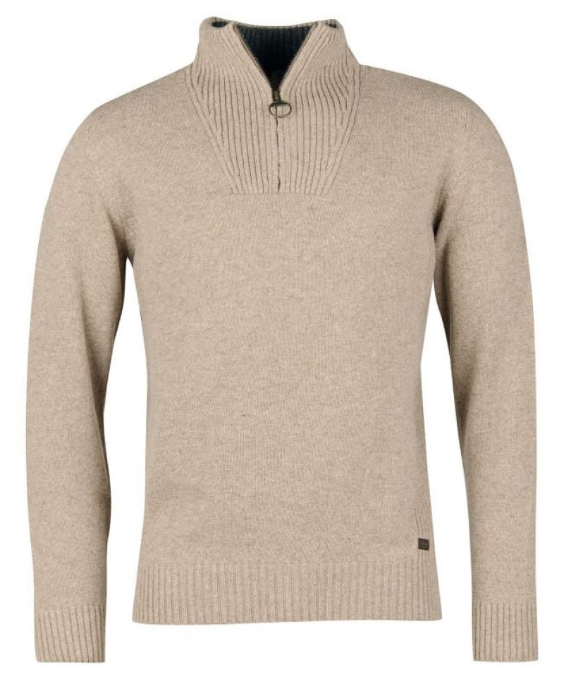 Taupe Men Barbour Nelson Essential Half Zip Sweatshirt | US-9526BXSPD