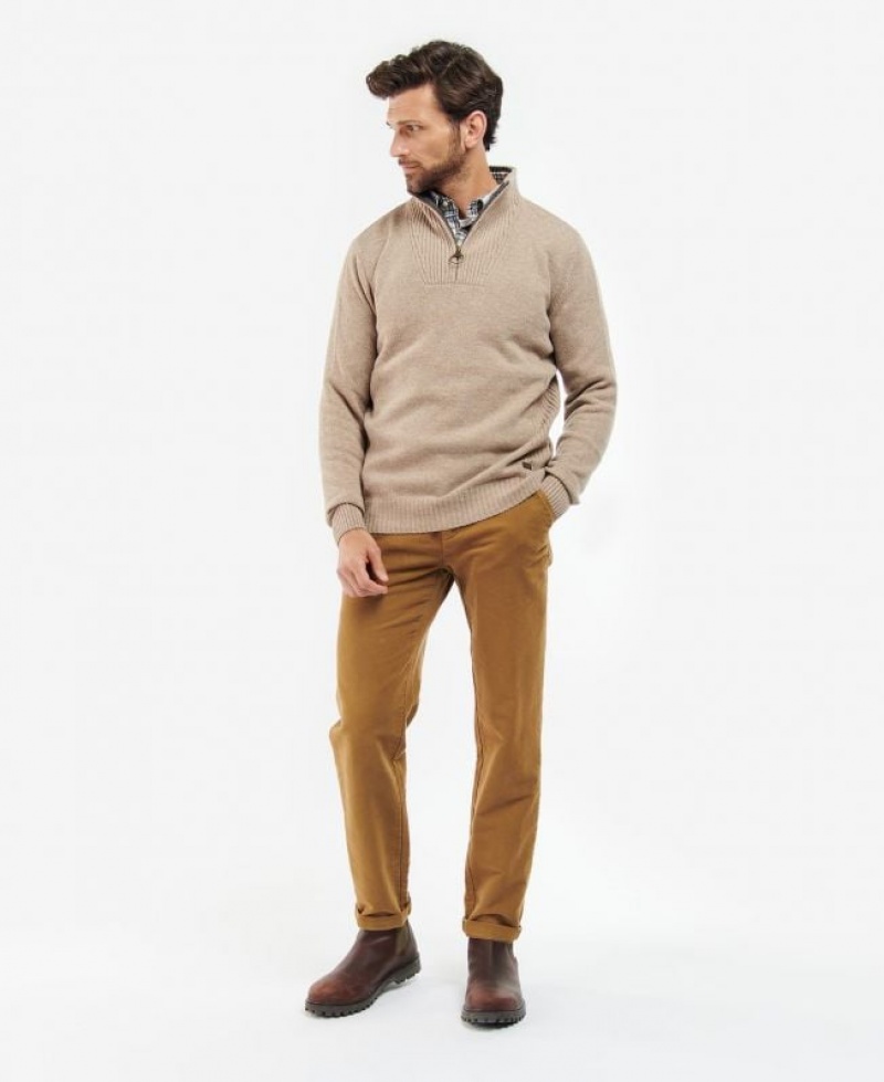 Taupe Men Barbour Nelson Essential Half Zip Sweatshirt | US-9526BXSPD