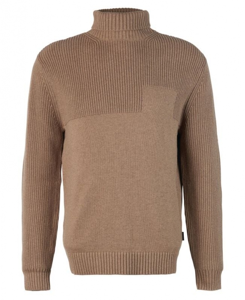 Taupe Men Barbour Steetley Roll-Neck Sweater | US-2864QROLE