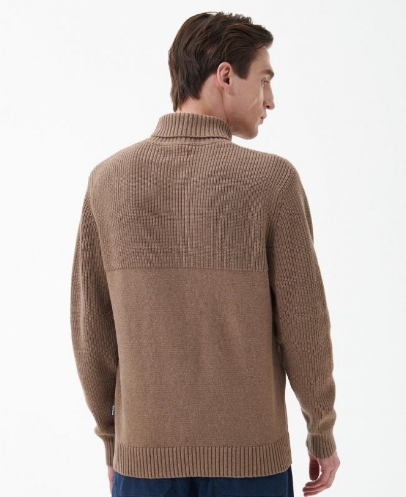 Taupe Men Barbour Steetley Roll-Neck Sweater | US-2864QROLE