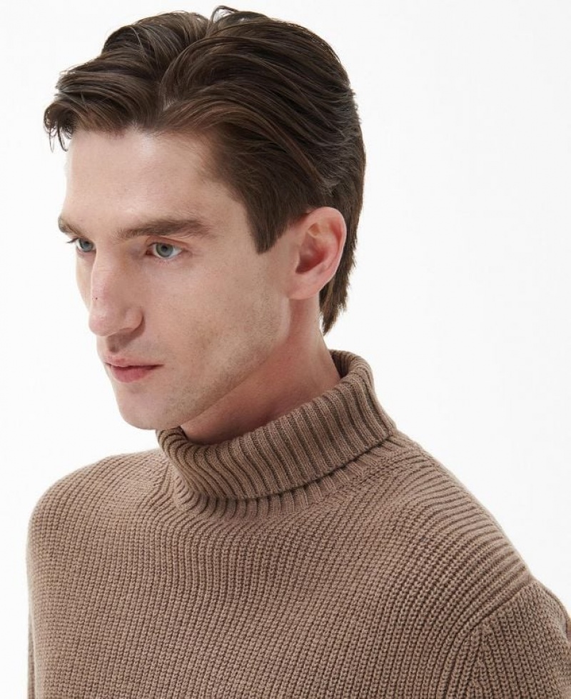 Taupe Men Barbour Steetley Roll-Neck Sweater | US-2864QROLE