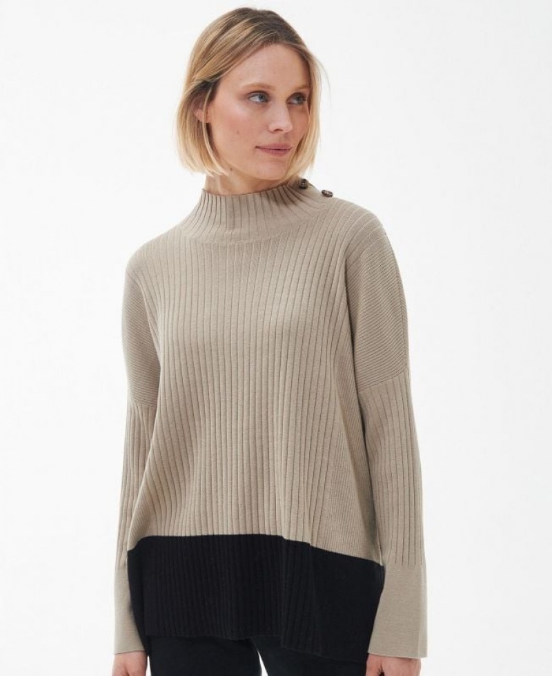 Taupe Women Barbour Amal Knitted Sweater | US-4087QZAGF