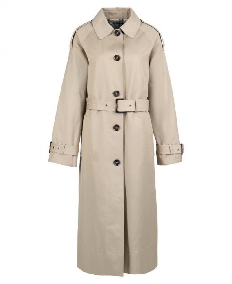 Taupe Women Barbour Marie Showerproof Trench Coat | US-5301OLCRY