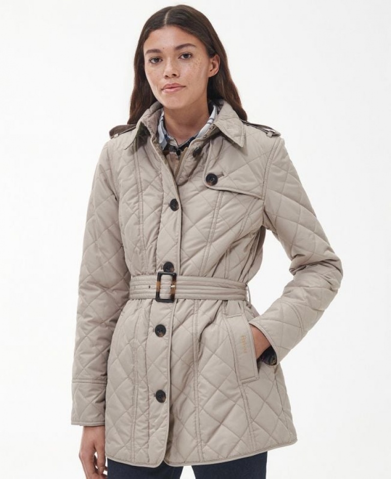 Taupe Women Barbour Tummel Quilted Jacket | US-8941BEZGQ