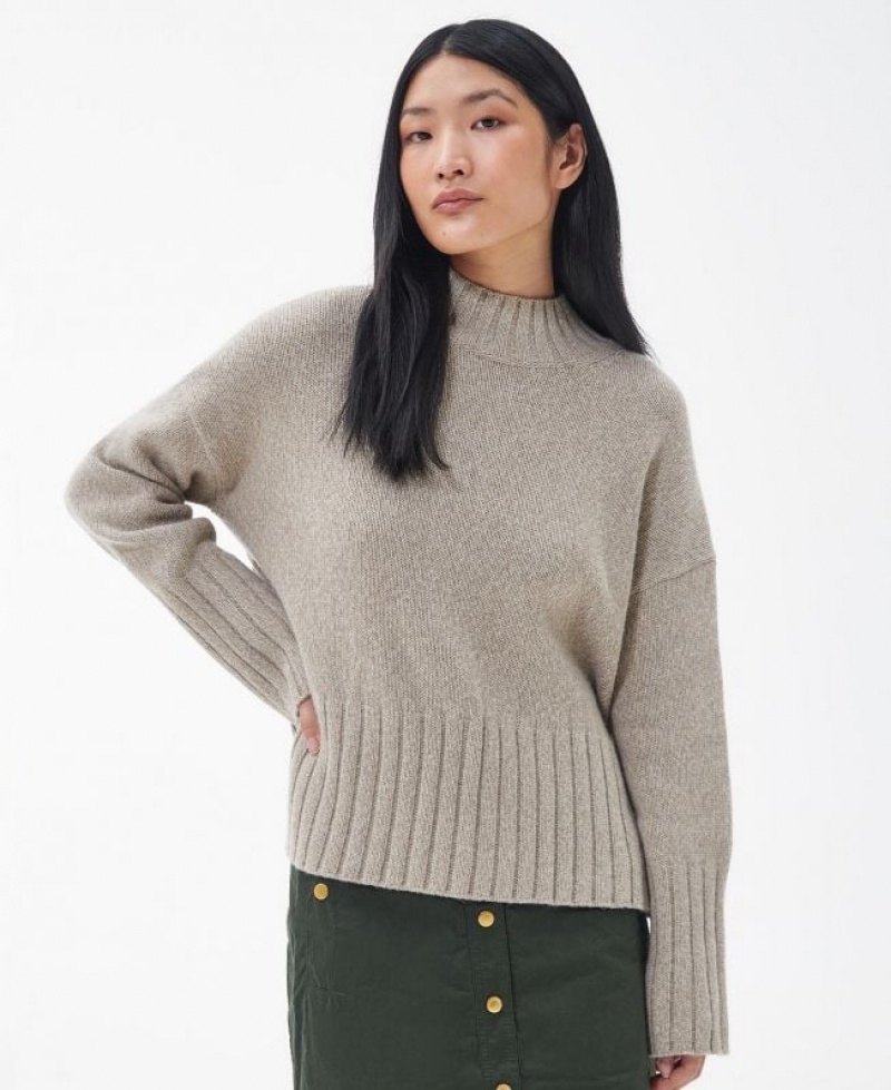 Taupe Women Barbour Winona Knitted Sweater | US-2063GJPYA