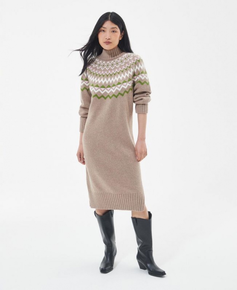 Taupe / Geen Women Barbour Chesil Knitted Dress | US-7630UBQJW