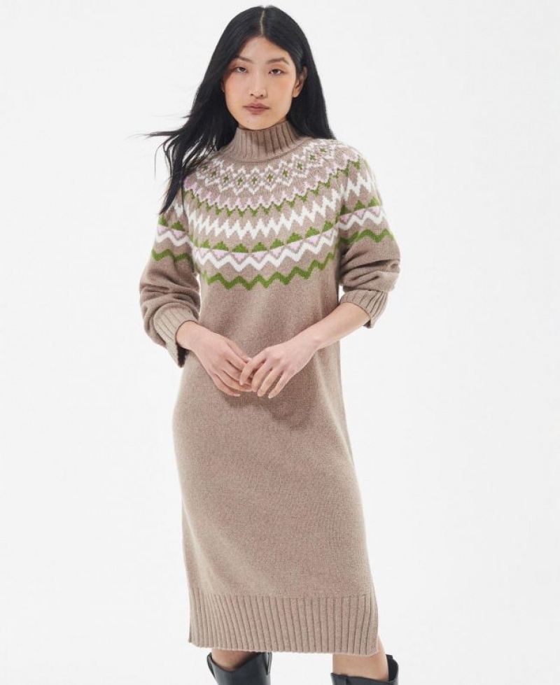 Taupe / Geen Women Barbour Chesil Knitted Dress | US-7630UBQJW