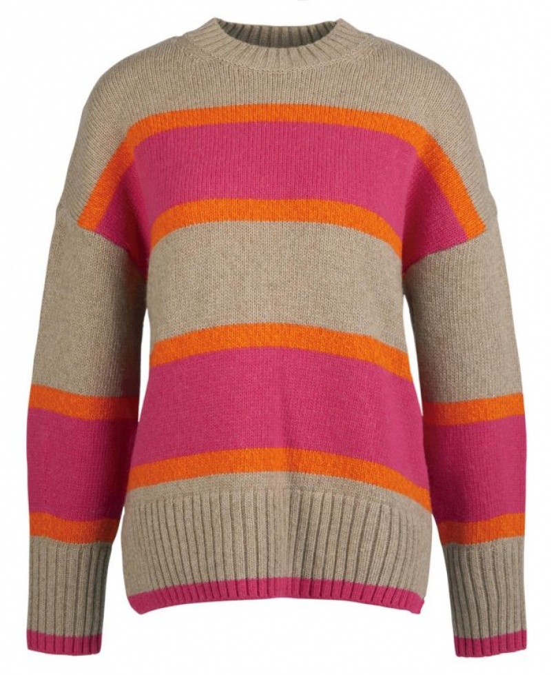 Taupe / Pink Women Barbour Samphire Knitted Sweater | US-6451OGNZT