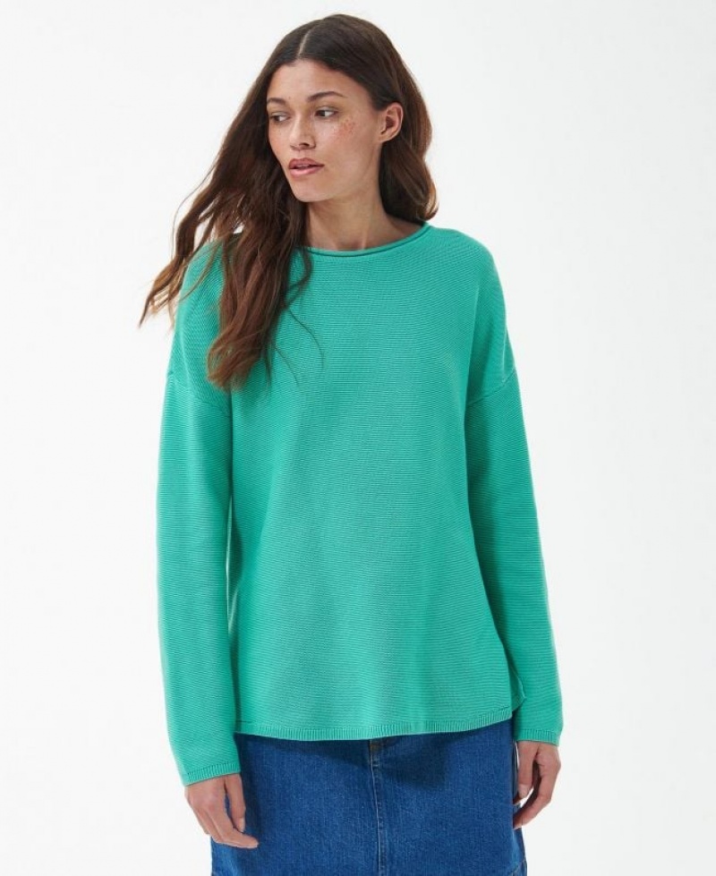 Turquoise Women Barbour Mariner Knitted Sweater | US-8210NVRSW