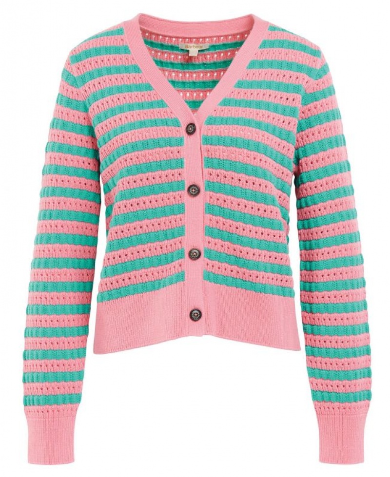 Turquoise / Rose Women Barbour Acanthus Cardigan | US-9364XBOKM