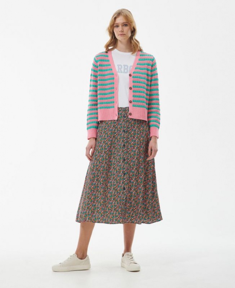 Turquoise / Rose Women Barbour Acanthus Cardigan | US-9364XBOKM