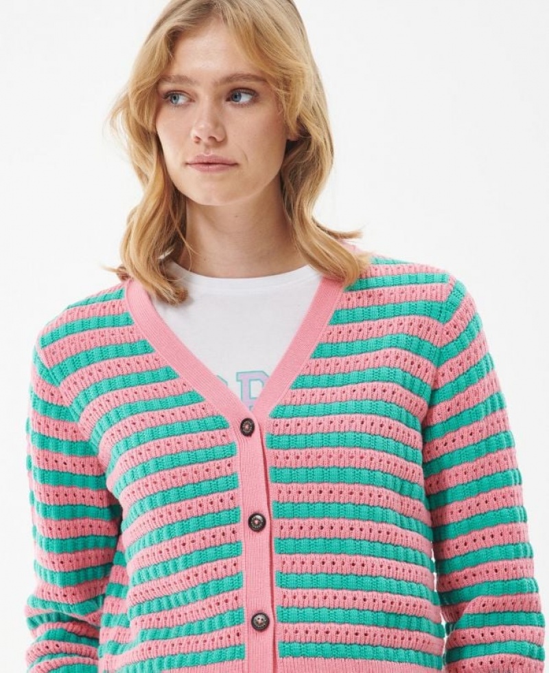 Turquoise / Rose Women Barbour Acanthus Cardigan | US-9364XBOKM