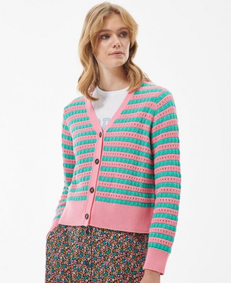 Turquoise / Rose Women Barbour Acanthus Cardigan | US-9364XBOKM