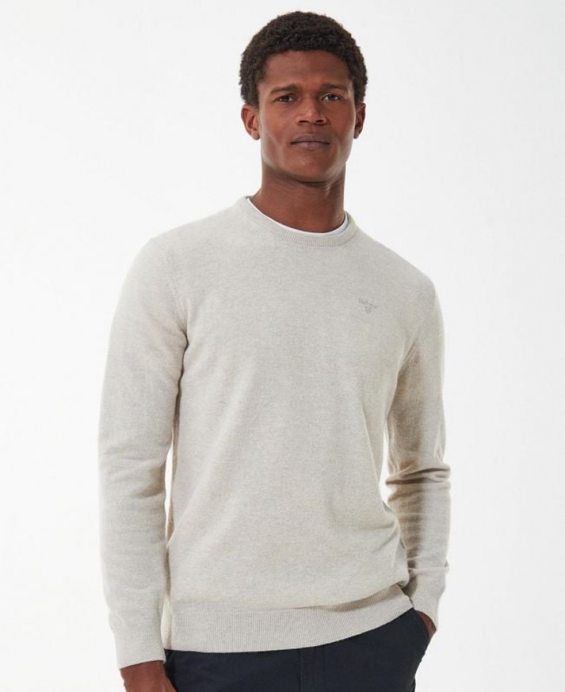 White Men Barbour Essential Crew Neck Sweatshirt | US-8369UJVNQ