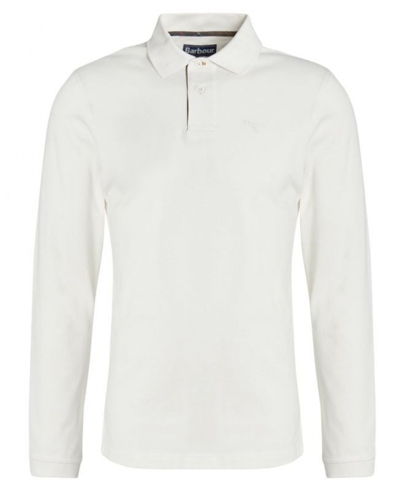 White Men Barbour Essential Long-Sleeve Polo Shirt | US-4527QLUHZ