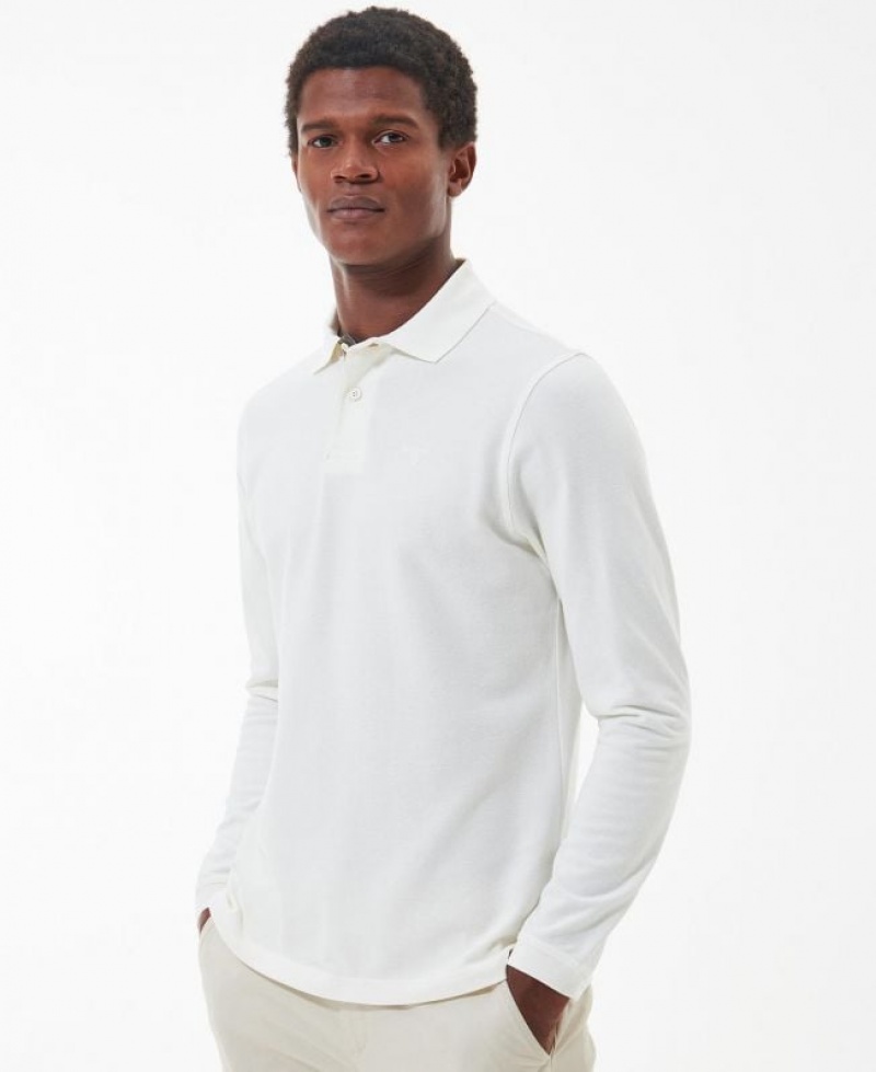 White Men Barbour Essential Long-Sleeve Polo Shirt | US-4527QLUHZ