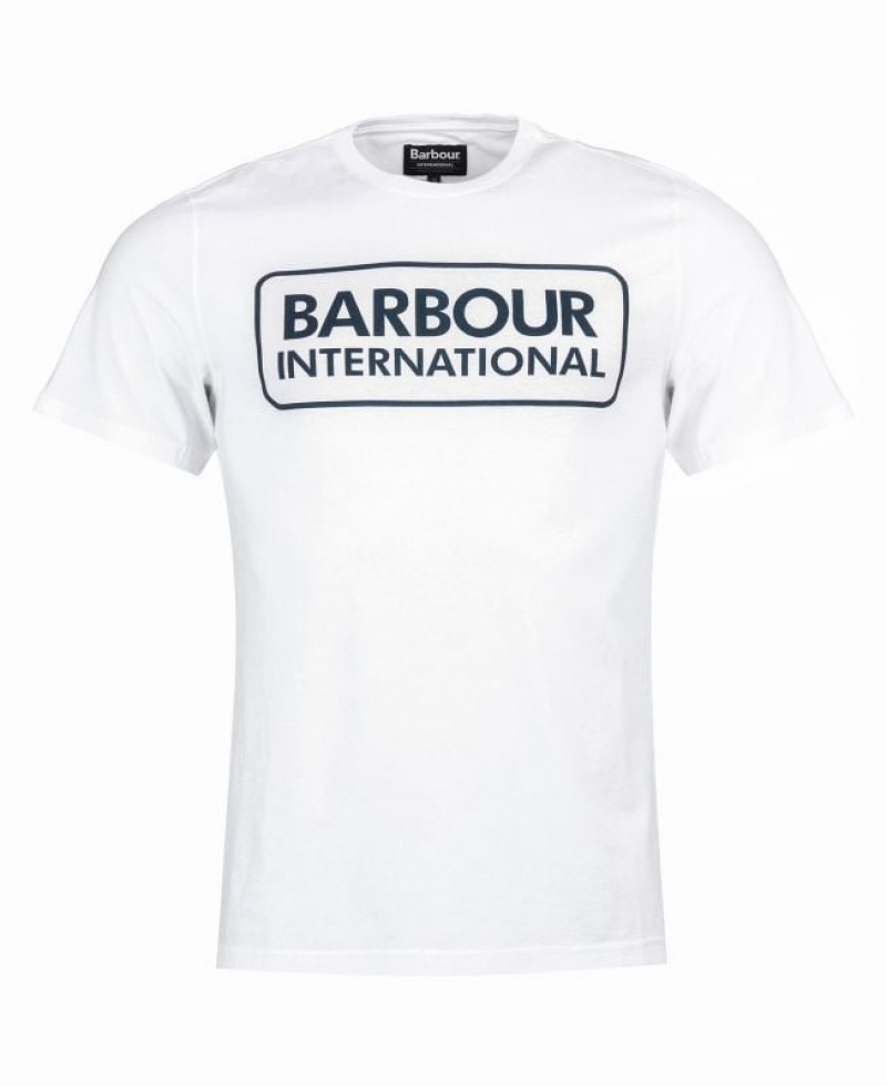 White Men Barbour International Essential Large Logo T-Shirts | US-7583HWGKM