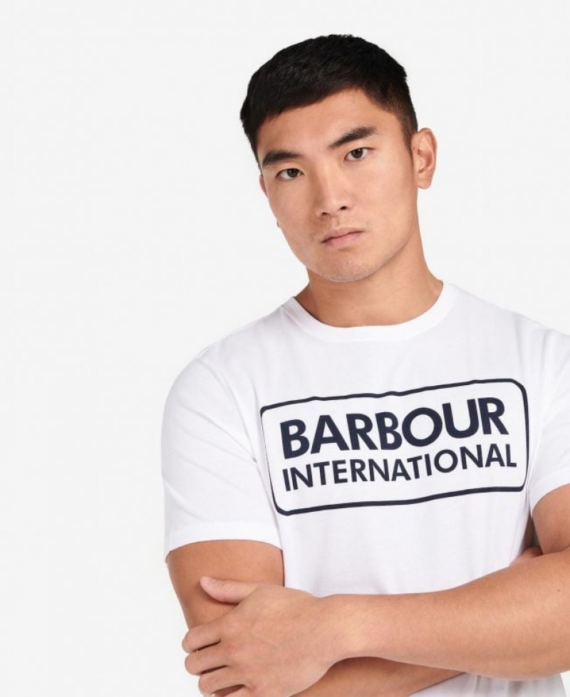 White Men Barbour International Essential Large Logo T-Shirts | US-7583HWGKM