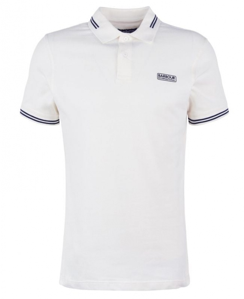 White Men Barbour International Essential Tipped Polo Shirt | US-8135ULGTZ