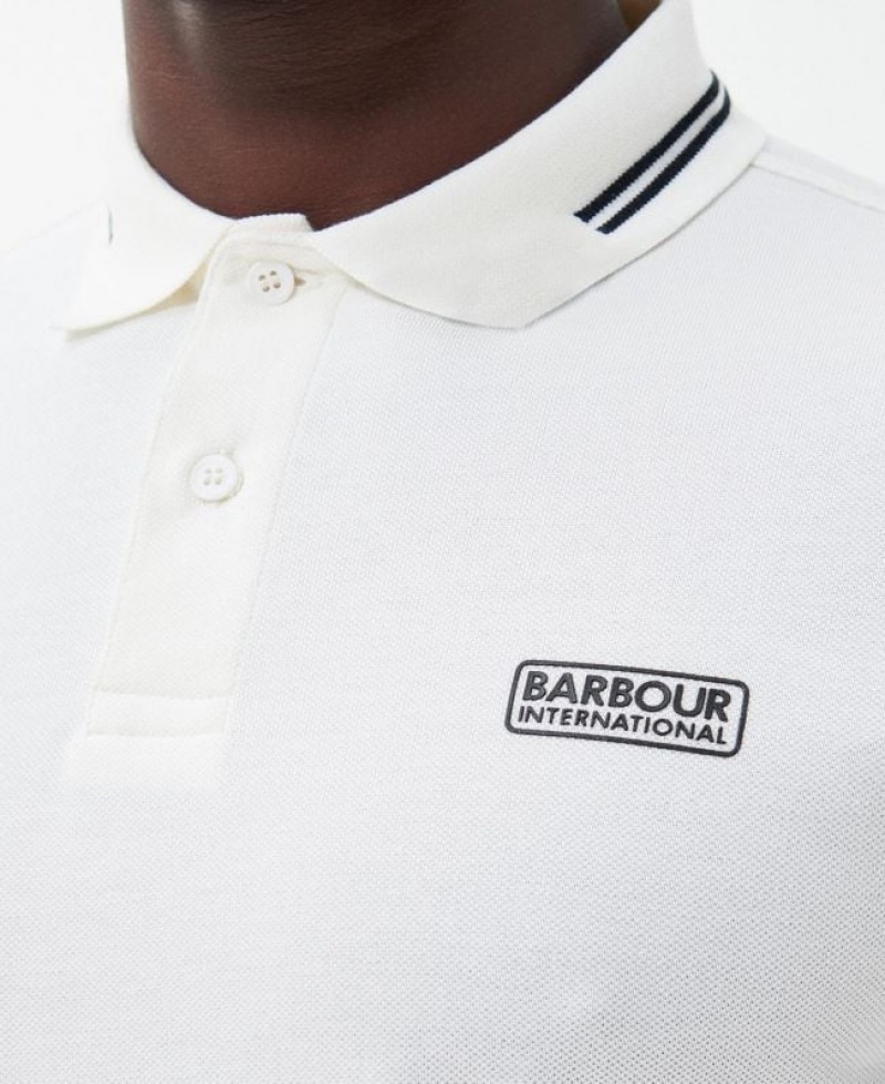 White Men Barbour International Essential Tipped Polo Shirt | US-8135ULGTZ