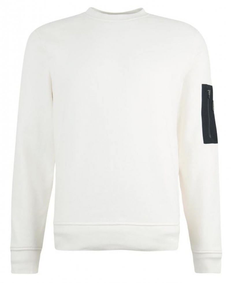 White Men Barbour International Grip Crew Neck Sweater | US-4907TEHNJ