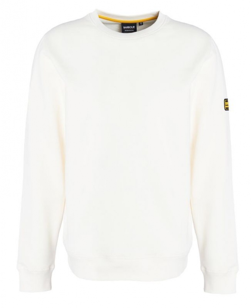 White Men Barbour International Racer Badge Crew Neck Sweatshirt | US-6570ZWCQB