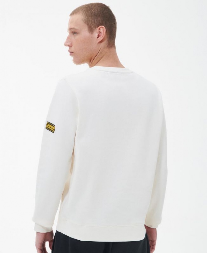 White Men Barbour International Racer Badge Crew Neck Sweatshirt | US-6570ZWCQB