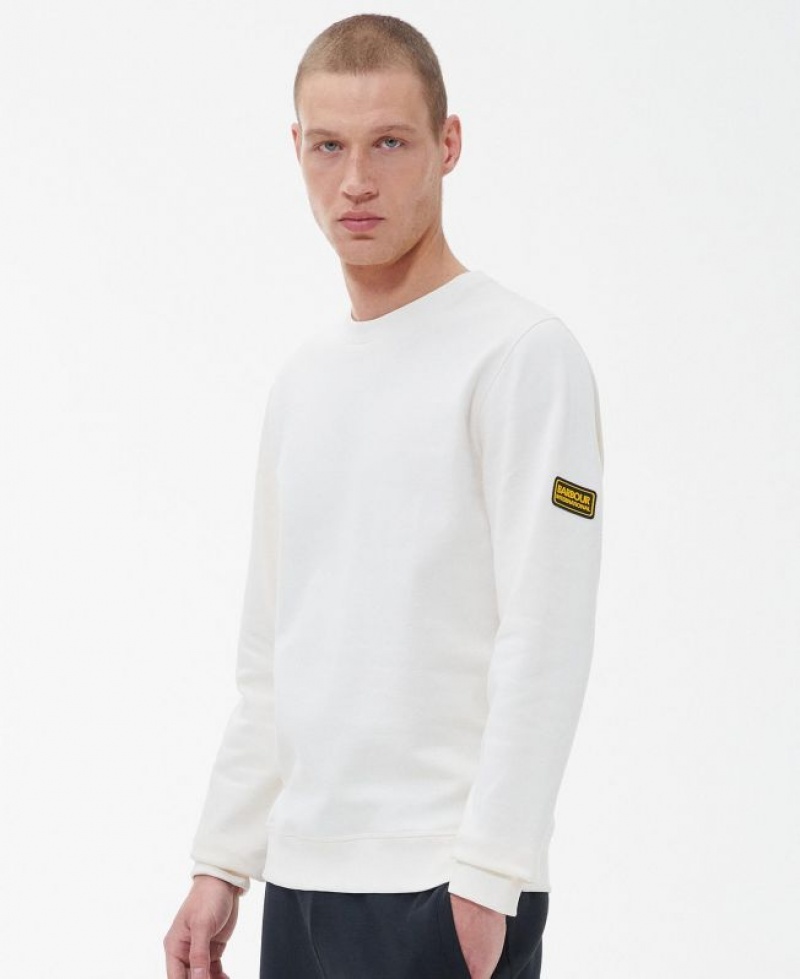 White Men Barbour International Racer Badge Crew Neck Sweatshirt | US-6570ZWCQB