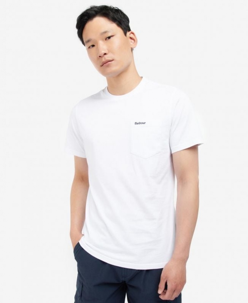 White Men Barbour Langdon Pocket T-Shirts | US-5930ZUJTI