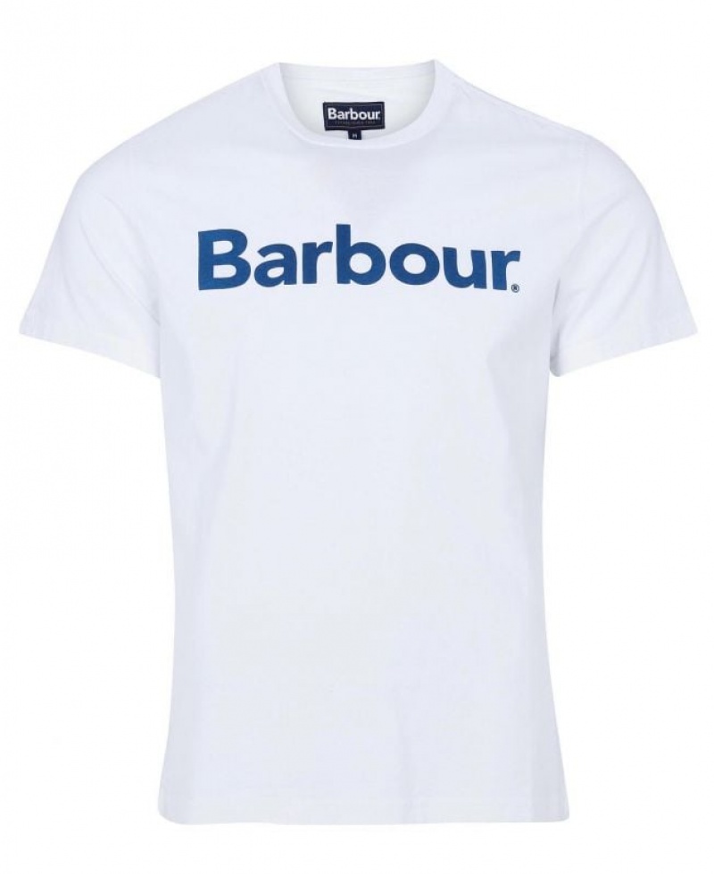 White Men Barbour Logo T-Shirts | US-2541ZIGDF