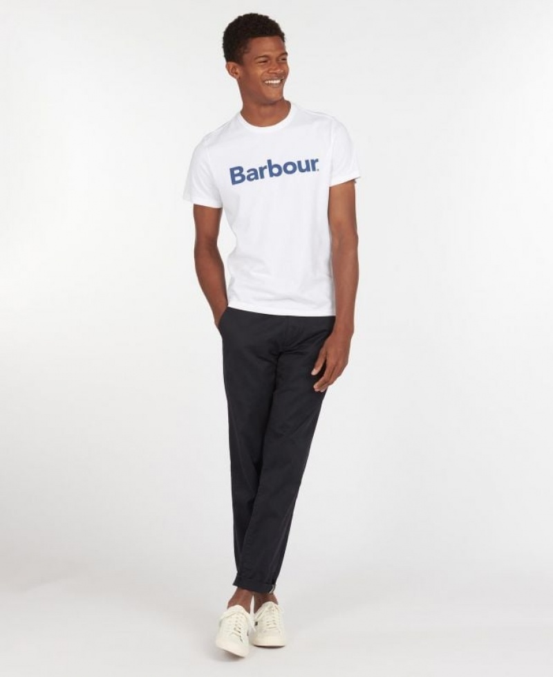 White Men Barbour Logo T-Shirts | US-2541ZIGDF