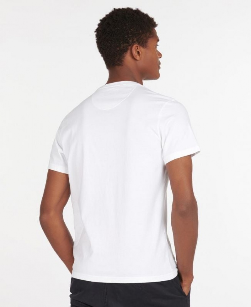 White Men Barbour Logo T-Shirts | US-2541ZIGDF