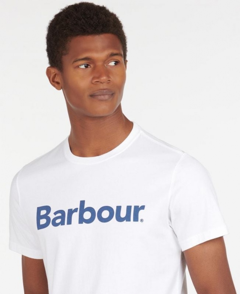 White Men Barbour Logo T-Shirts | US-2541ZIGDF