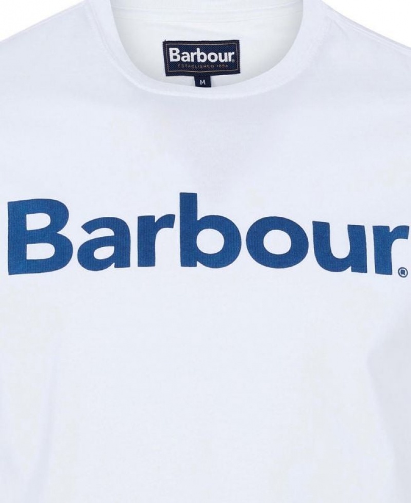 White Men Barbour Logo T-Shirts | US-2541ZIGDF