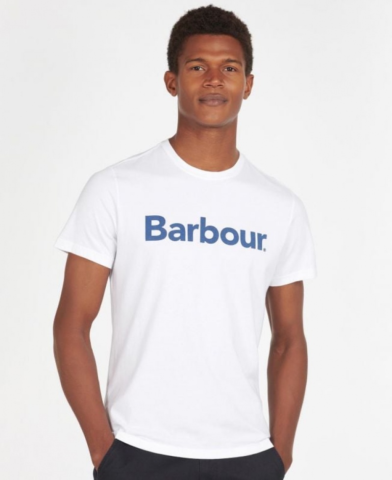 White Men Barbour Logo T-Shirts | US-2541ZIGDF