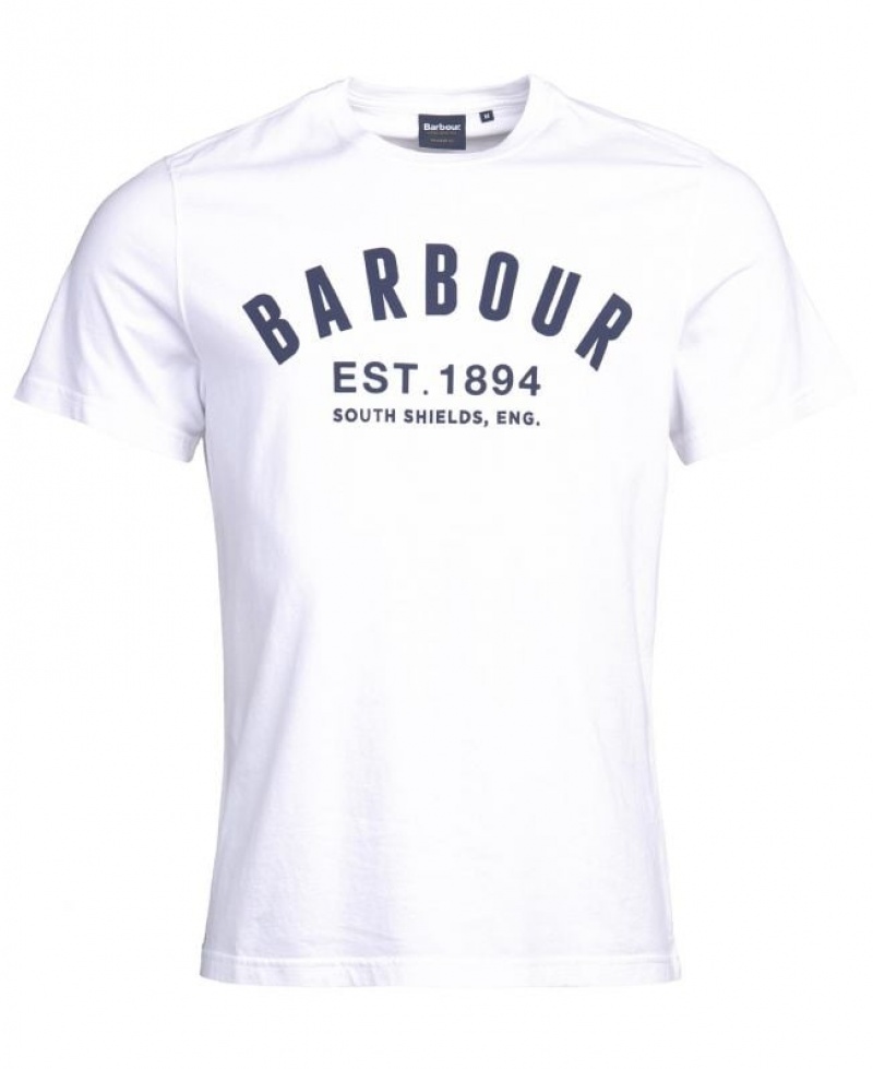 White Men Barbour Ridge Logo T-Shirts | US-2138ZAJRO