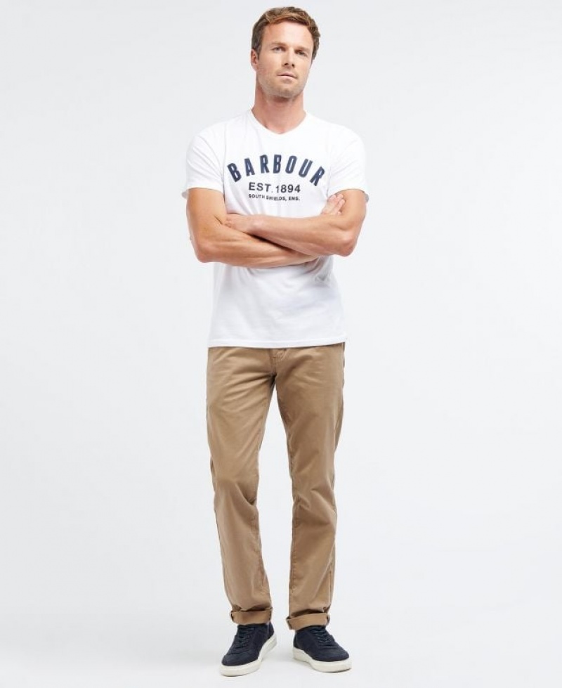 White Men Barbour Ridge Logo T-Shirts | US-2138ZAJRO