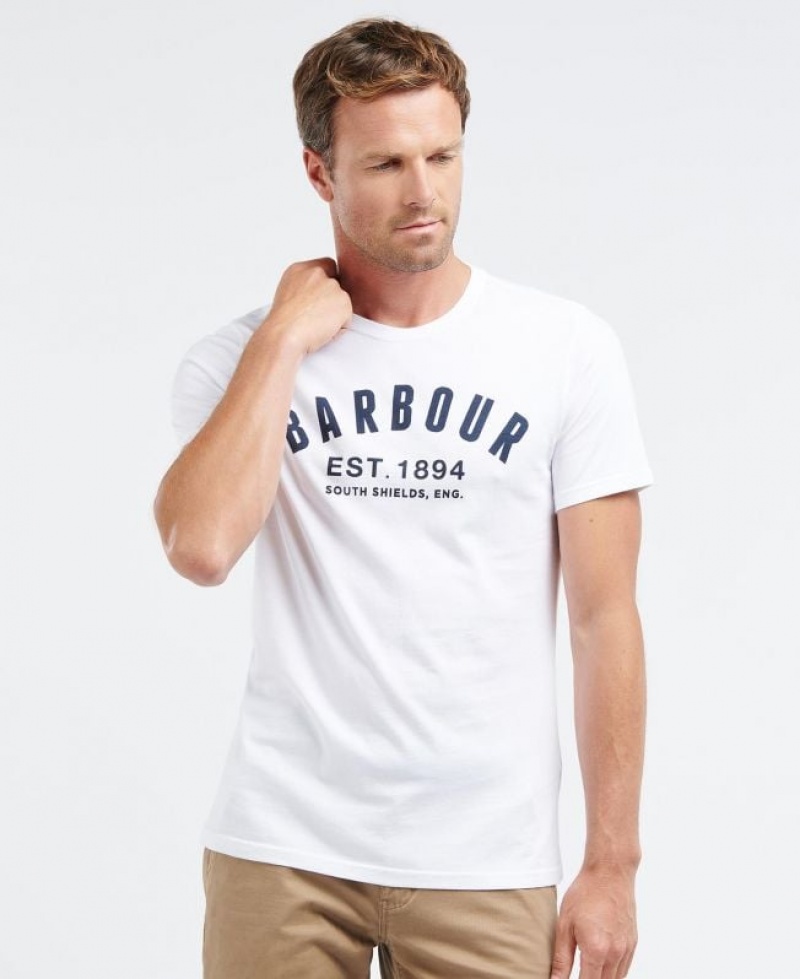 White Men Barbour Ridge Logo T-Shirts | US-2138ZAJRO