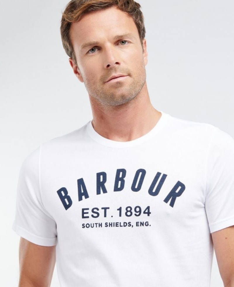 White Men Barbour Ridge Logo T-Shirts | US-2138ZAJRO