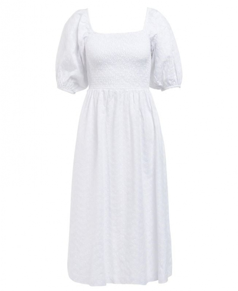 White Women Barbour Areca Midi Dress | US-5136EAFXT