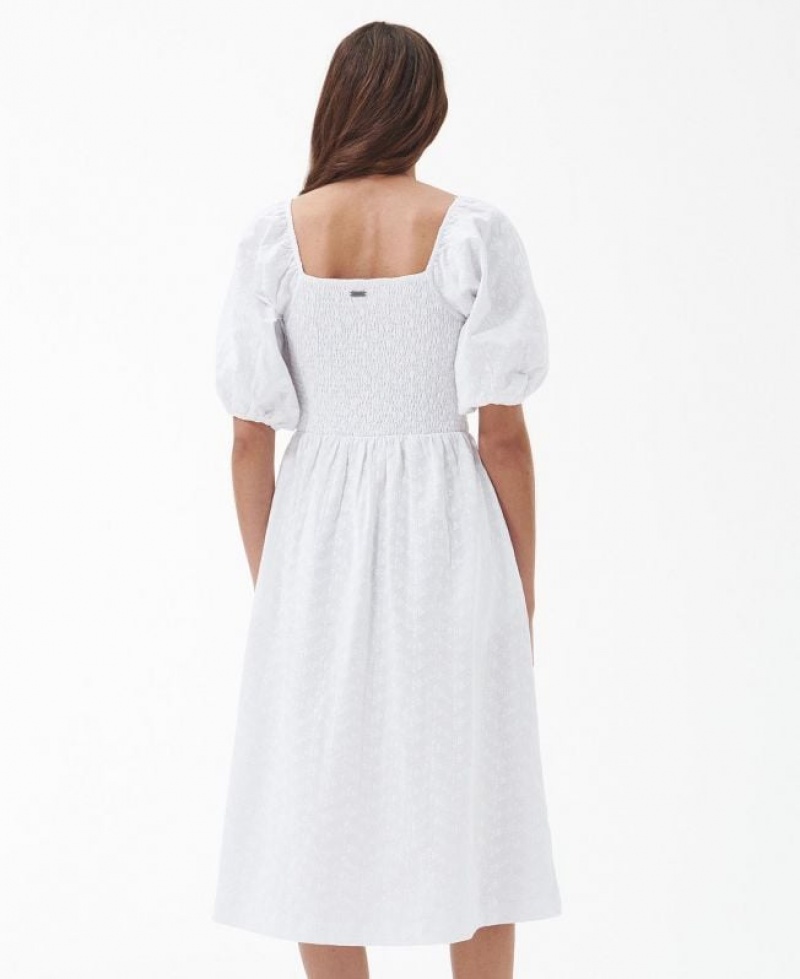 White Women Barbour Areca Midi Dress | US-5136EAFXT