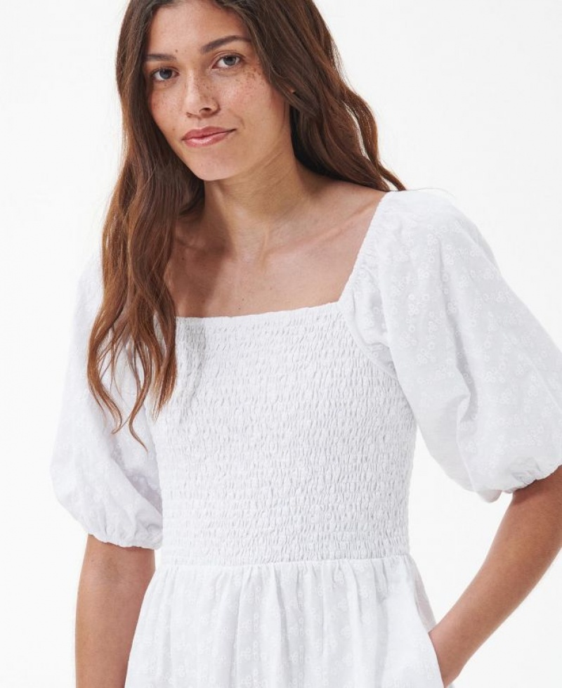 White Women Barbour Areca Midi Dress | US-5136EAFXT