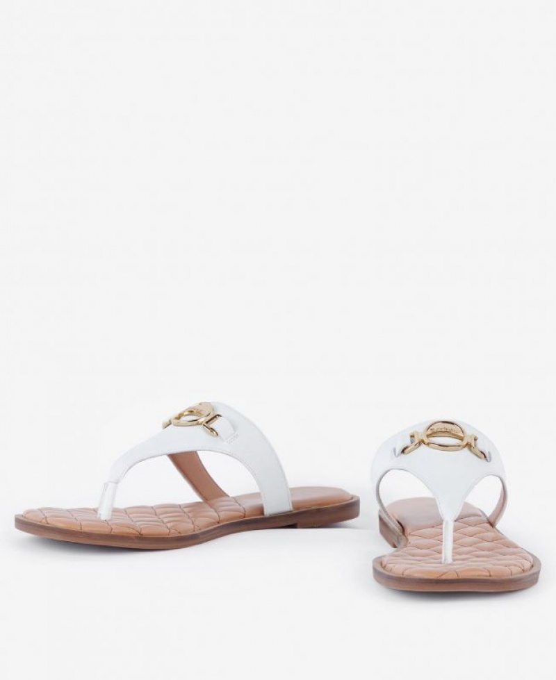 White Women Barbour Baymouth Sandals | US-2506UKASI