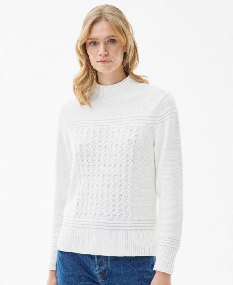 White Women Barbour Breeze Knitted Sweater | US-3697EZXFV