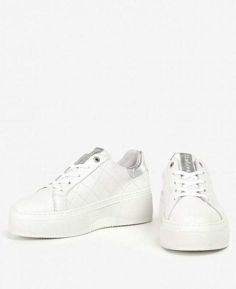 White Women Barbour Darla Sneakers | US-3264TFQKU