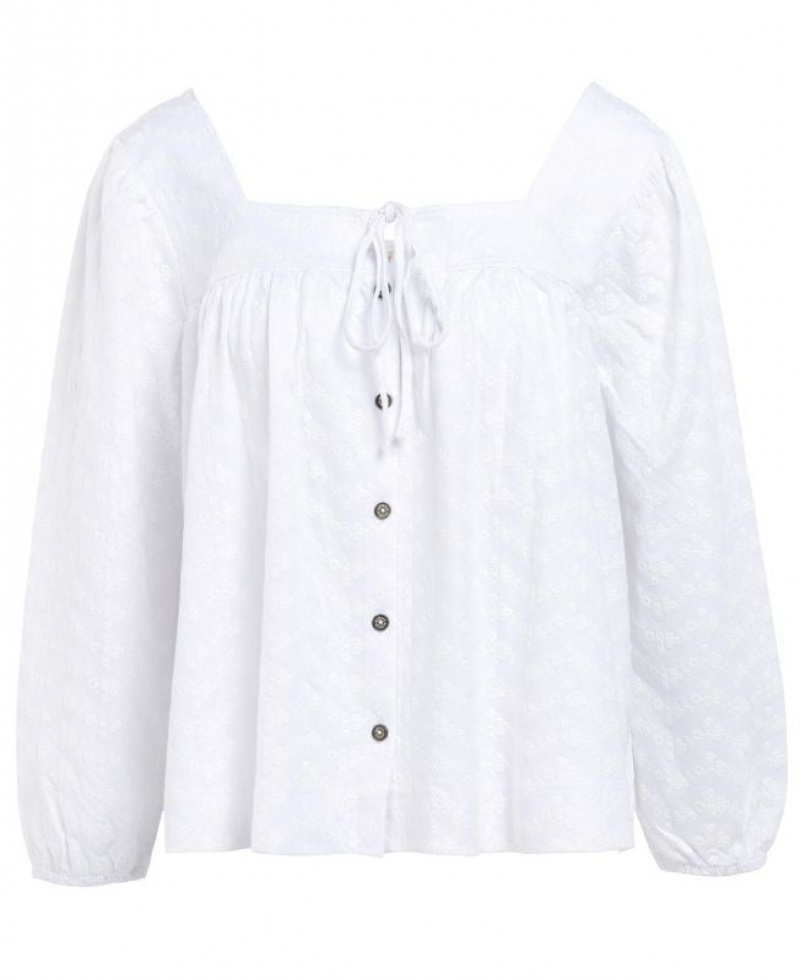 White Women Barbour Delphinium Blouses | US-8963PTNBS